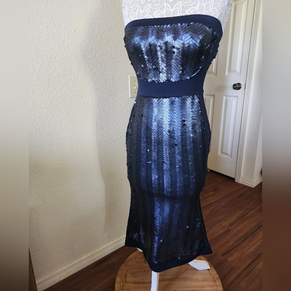 Entry Strapless Bodycon Sequin Gatsby Mermaid Dress Size Small